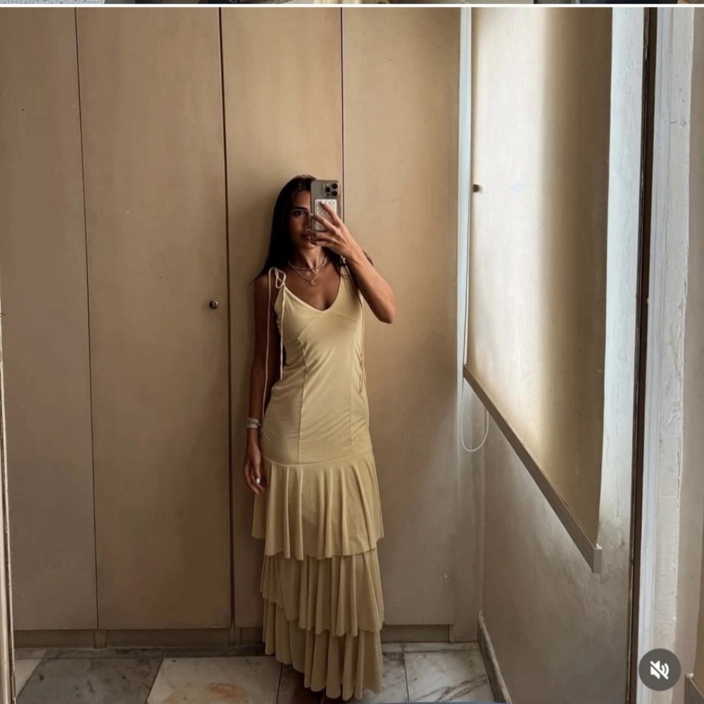 Zara  Ruffled Maxi Dress Yelliw Size S - Picture 14 of 16